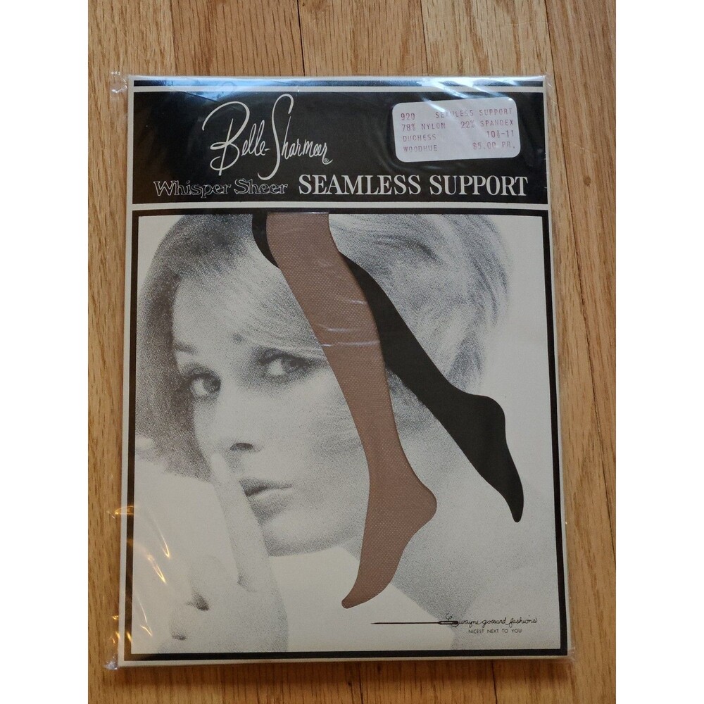 1 Pair Vintage Belle Sharmeer Whisper Sheer Seamless Support Nylons